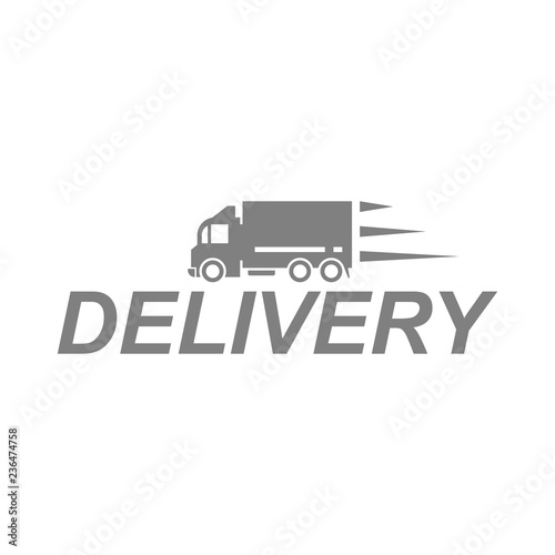 Delivery truck flat vector icon isolated on white background.