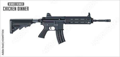 Assault rifle vector isolated on white background - Assault rifle weapon. game vector illustration.