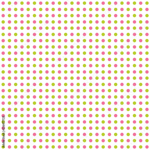 Seamless Pink & Green Polkadots on White Background