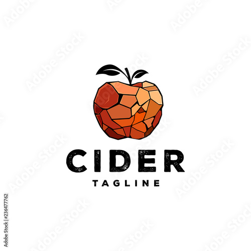 Fotografiet Apple cider logo design inspiration isolated on white background - Cider logo de