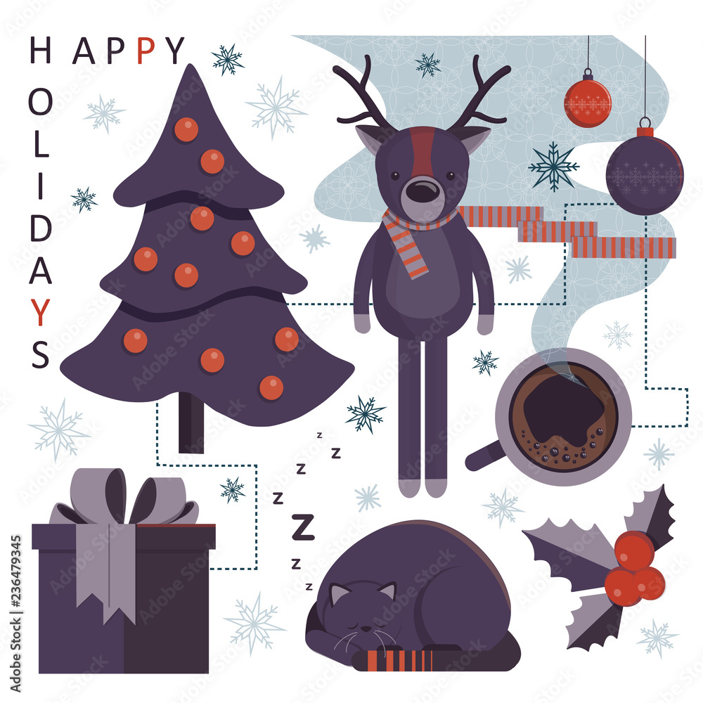 Fototapeta premium Happy holidays. Merry Christmas and Happy New Year