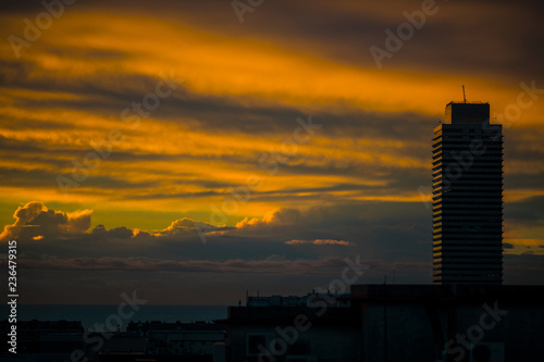 torre mapfre barcelona amanecer photo