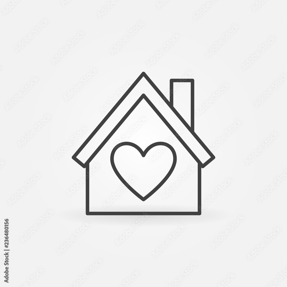 House with heart vector outline icon. Love house simple symbol in thin ...