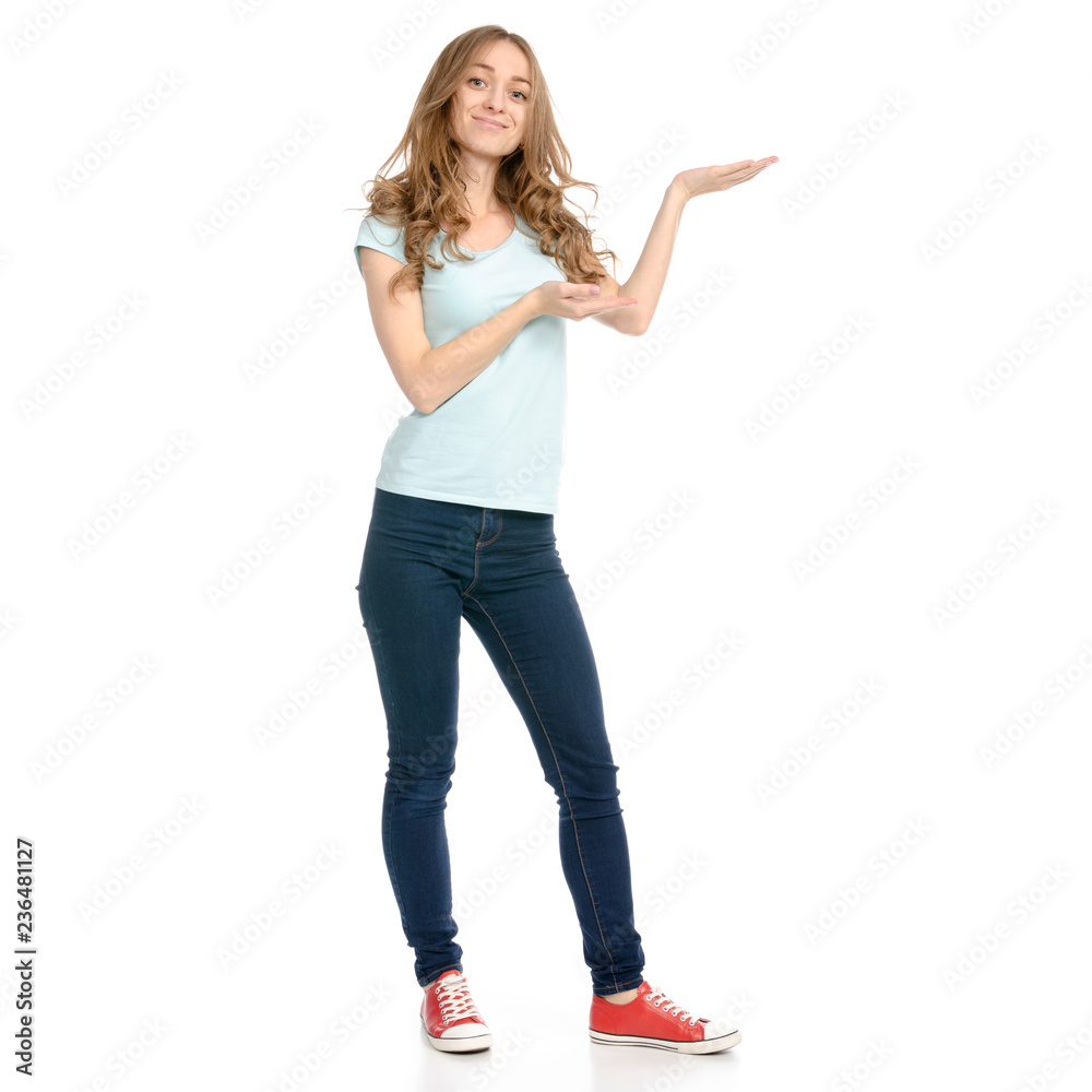 Beautiful woman goes walking showing on a white background. Isolation back view Beautiful woman goes walking showing on a white background. Isolation back view