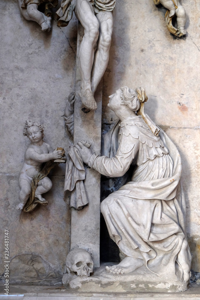 Obraz premium Altar of the Saint Mary Magdalene in Cistercian Abbey of Bronbach in Reicholzheim near Wertheim, Germany
