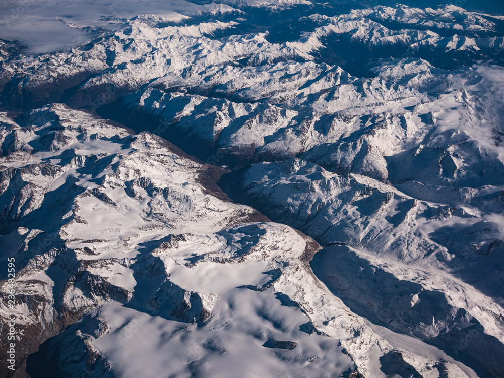 aerial view of the alps