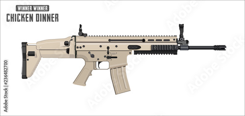 Assault rifle vector isolated on white background - Assault rifle weapon. game vector illustration.