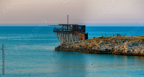 Ancient fishing machine typical of the Gargano coast, Molise and Abruzzo, protected as a monumental heritage by the national park of Gargano photo