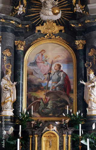 Main altar in the Saint George church in Luson, Italy