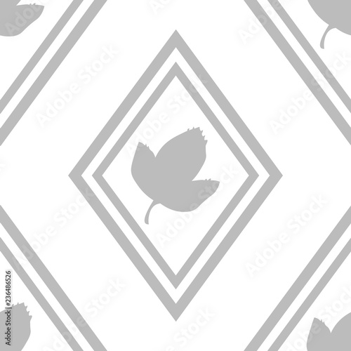 seamless geometric abstract pattern with floral motive rhombus and leave