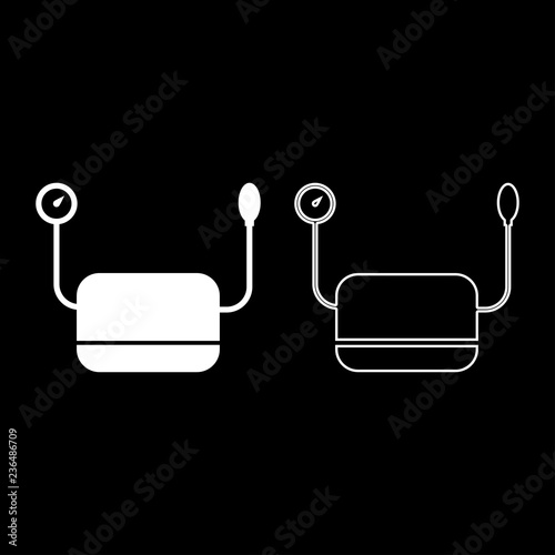 Pressure measuring apparatus Medical device for measuring blood pressure pulse Tonometer medical instrument icon set white color illustration flat style simple image