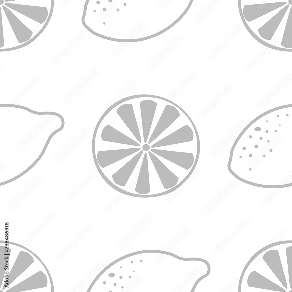Seamless pattern with lemon and slice