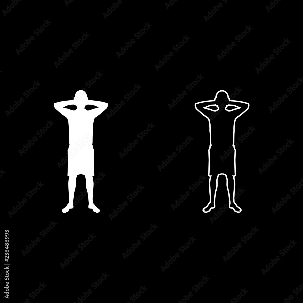 Man covering his ears silhouette front view Closing concept ignore icon set white color illustration flat style simple image Man covering his ears silhouette front view Closing concept ignore icon set white color illustration flat style simple image