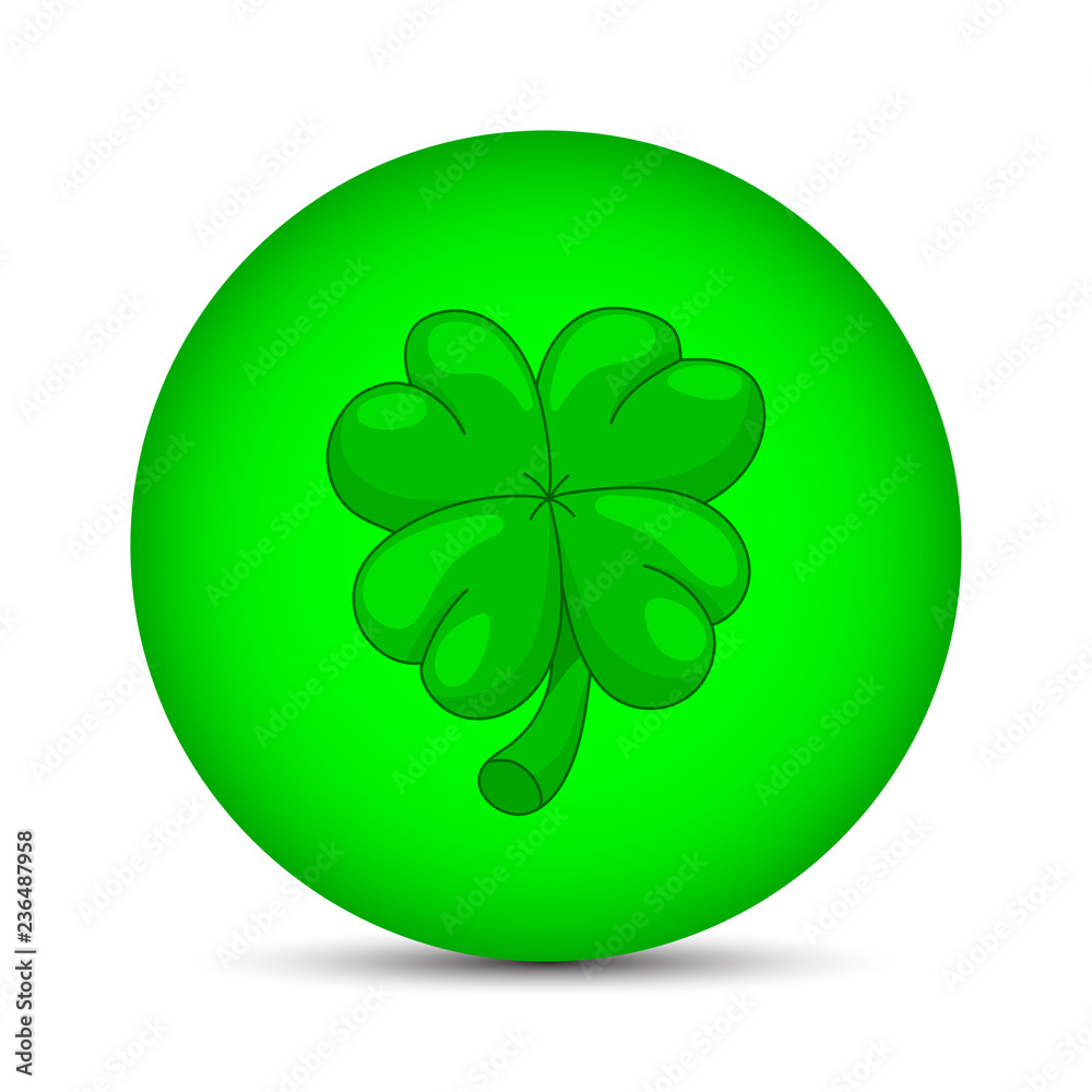 Green Magic Sphere with Clover isolated on white background. Vector Illustration for Your Design, Game, Card. Green Magic Sphere with Clover isolated on white background. Vector Illustration for Your Design, Game, Card.