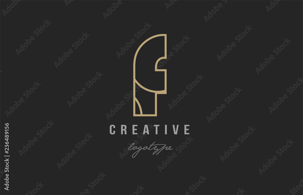 black and yellow gold alphabet letter f logo company icon design