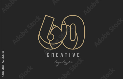 black and yellow gold number 60 logo company icon design
