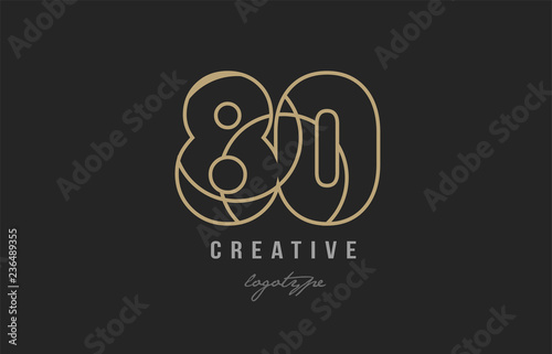 black and yellow gold number 80 logo company icon design