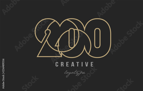 black and yellow gold number 200 logo company icon design