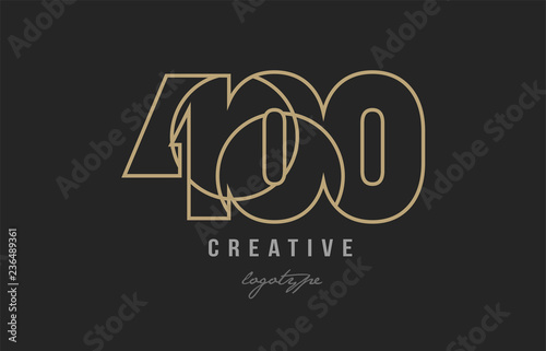 black and yellow gold number 400 logo company icon design