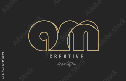 black and yellow gold alphabet letter am a m logo combination company icon design
