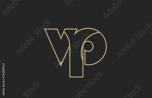 black and yellow gold alphabet letter vp v p logo combination company icon design