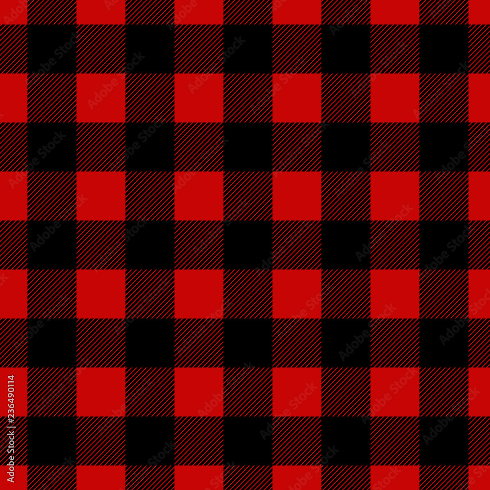 Seamless vector plaid, lumberjack, check pattern black and red. Design for  wallpaper, fabric, textile, wrapping. Simple background Stock Vector |  Adobe Stock