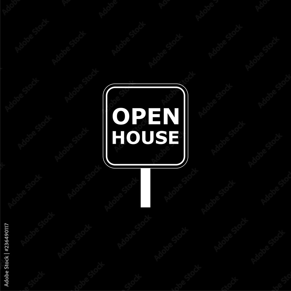 Open House sign icon or logo on dark background Open House sign icon or logo on dark background