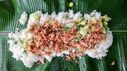 liwet rice is the local food from sundanese indonesia photo