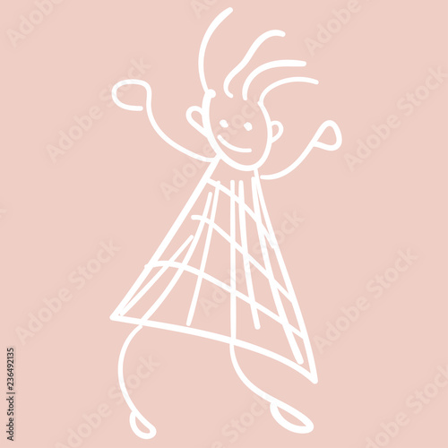 Girl in the style of childrens drawings