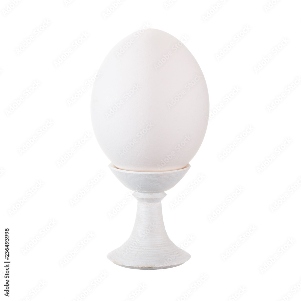 White egg on stand isolated on white background. White egg on stand isolated on white background.