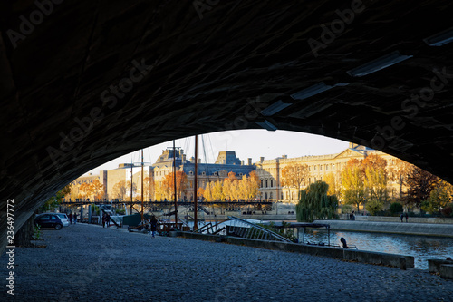 Paris, France - November 18, 2018: Pont des arts near City island in Paris