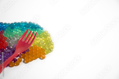 Colored jelly balls on a white background.