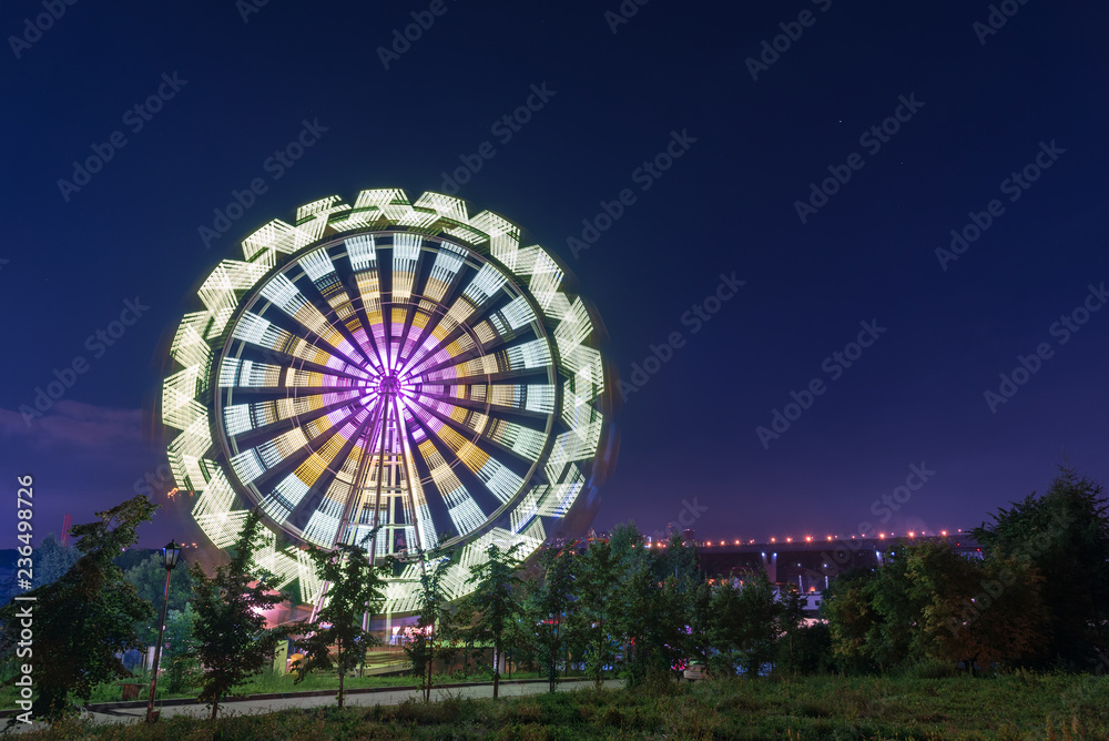 The Ferris wheel, Night, Novosibirsk, Russia