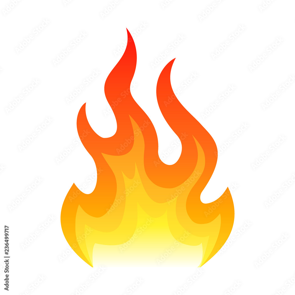 Red fire flat icon isolated on white background for danger concept or logo design. Flame and red fire icon Red fire flat icon isolated on white background for danger concept or logo design. Flame and red fire icon