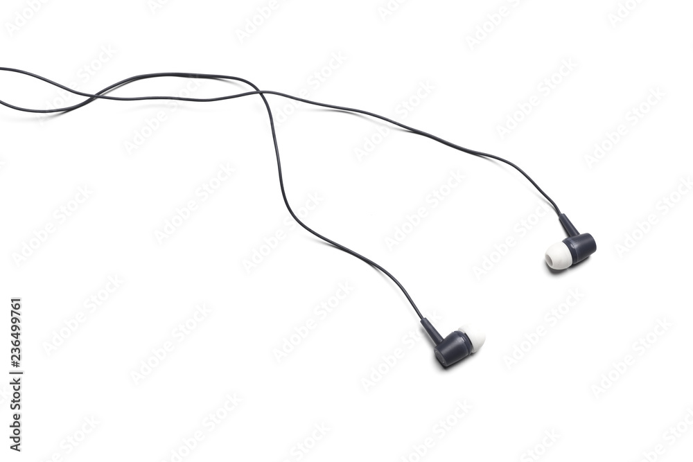 Obraz premium black Earphones isolated on white background