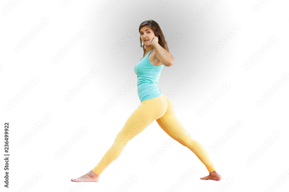 Gorgeous young woman practicing yoga. Calmness and relax, female happiness concept