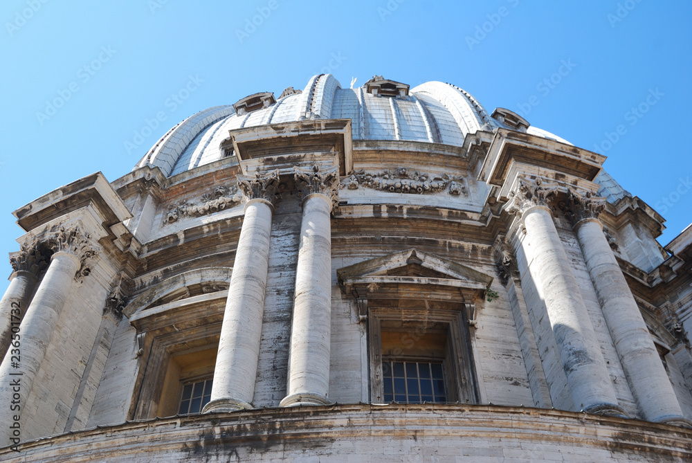 View of the St. Peter's Basilica in Vatican city. View of the St. Peter's Basilica in Vatican city.