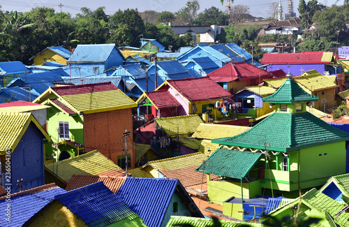 A view of Colorful Village of Jodipan, located in the middle of Malang City, East Java, Indonesia photo