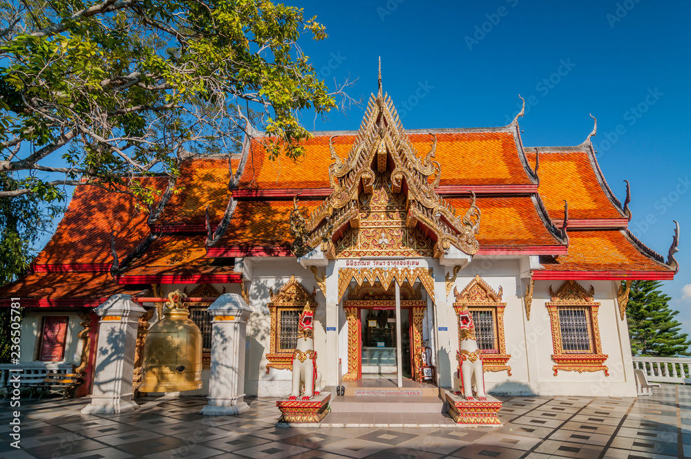 Naklejka premium Wat Phra That Doi Suthep mountain temple, museum in small viharn, Chiang Mai, Thailand.