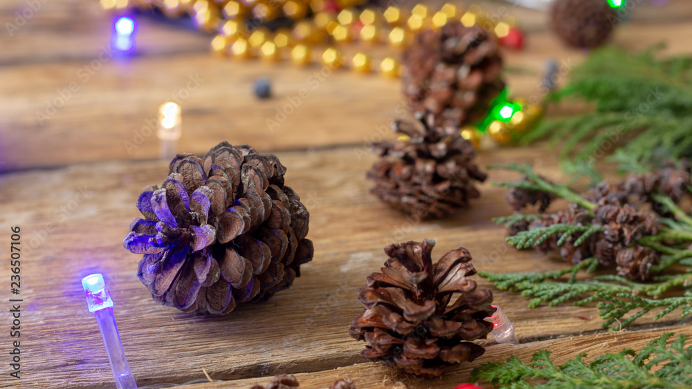 New Year's background with gifts, conifer branches. New Year's background with gifts, conifer branches.
