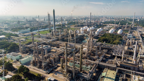 Photography Aerial view of Oil and gas industry. warm light tone.