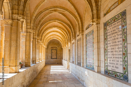 Lord s Prayer in Internal passageway of church of the Pater Noster  Jerusalem  Israel.