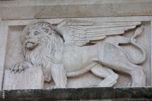Venetian winged lion bas-relief in bergamo, Italy