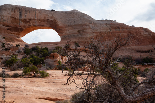 View of Wilson Arch during a sunny day. Locaten near La Sal, Utah, United States. photo