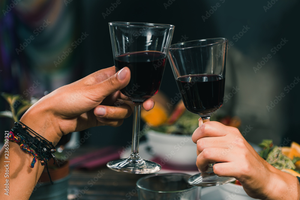 Drinking Red Wine. Young Women Toasting With Red Wine Drinking Red Wine. Young Women Toasting With Red Wine