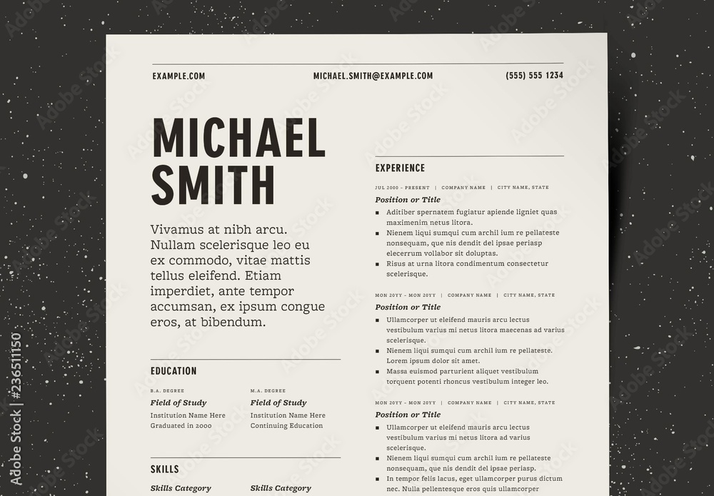 Two Column Resume Layout Kit Stock Template Adobe Stock Two Column Resume Layout Kit Stock Template Adobe Stock