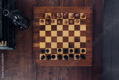 Chessboard from overhead photo