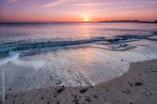 Photography beach waves at sunrise