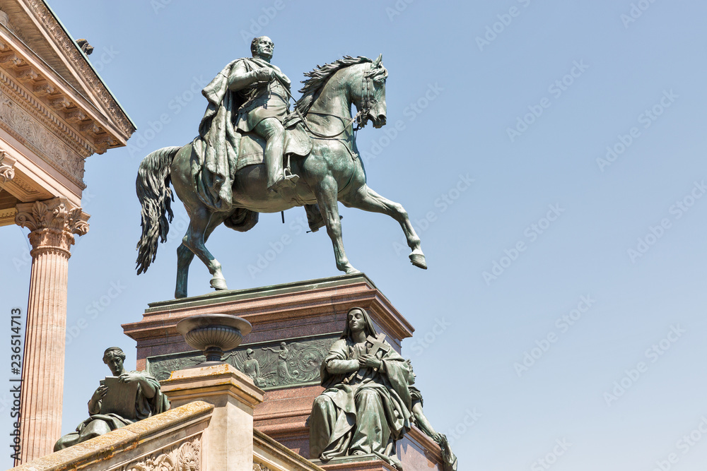 Statue of King Wilhelm and Old National Gallery. Berlin, Germany Statue of King Wilhelm and Old National Gallery. Berlin, Germany