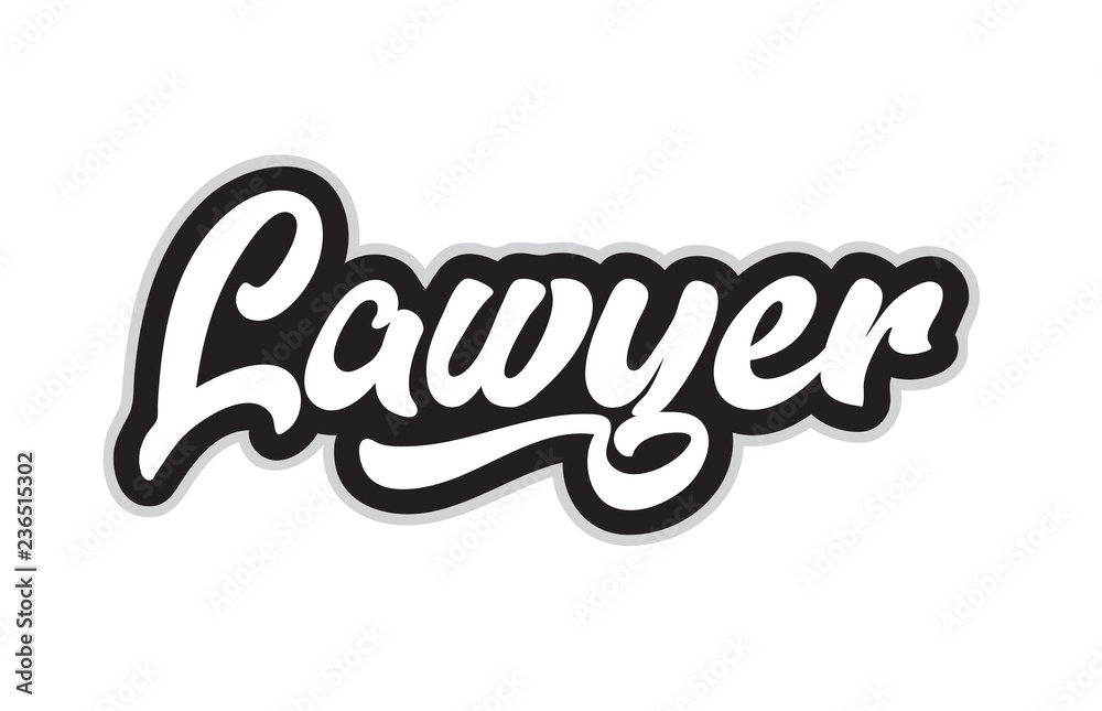black and white lawyer hand written word text for typography logo